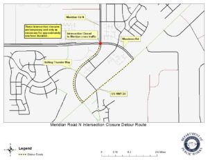 Meridian Road N Intersection Closure Map
